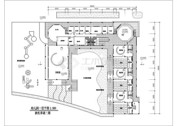 某区域幼儿园建筑设计CAD参考图-图二