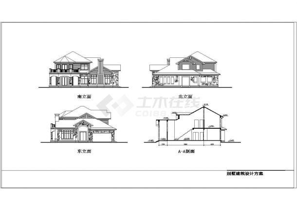 两层独栋别墅建筑设计施工图（含效果图）-图二