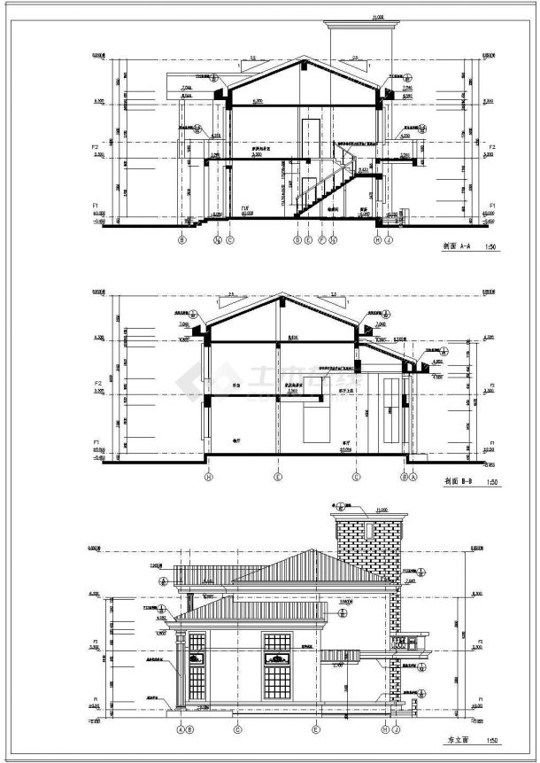 两层美式风格别墅建筑cad设计施工图-图一