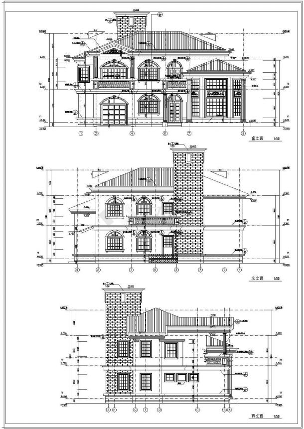 两层美式风格别墅建筑cad设计施工图-图二
