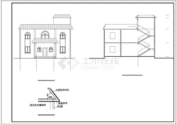 两层别墅全套的PDF和DWG格式，有施工图10张和效果图1张-图二