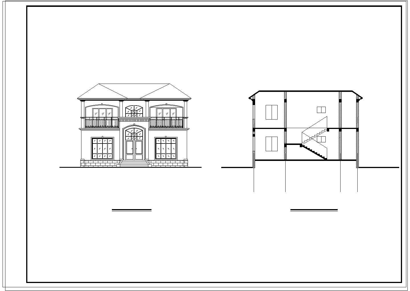 砖混结构2层独栋别墅建筑结构cad设计施工图