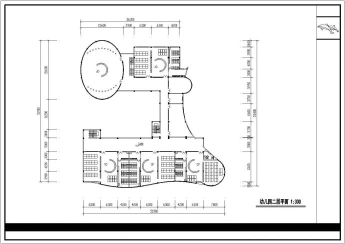 四层幼儿园平面建筑施工cad图，共六张_图1