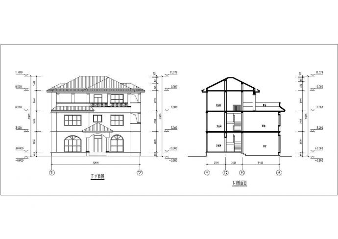 三层独栋别墅建筑设计全套施工图（含设计说明）_图1