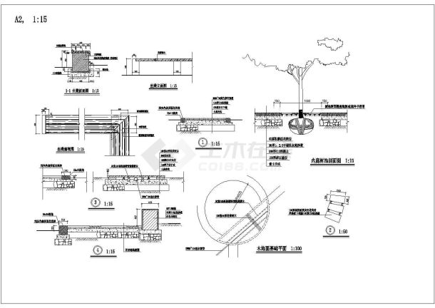 杭州城东桥段运河公园全套施工图-09树池坐凳1-图一