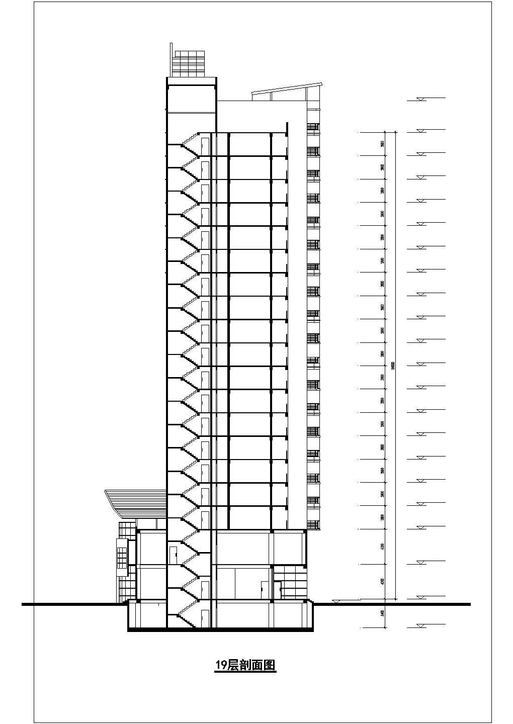 青岛市某19层商住公寓楼全套建筑设计CAD图纸
