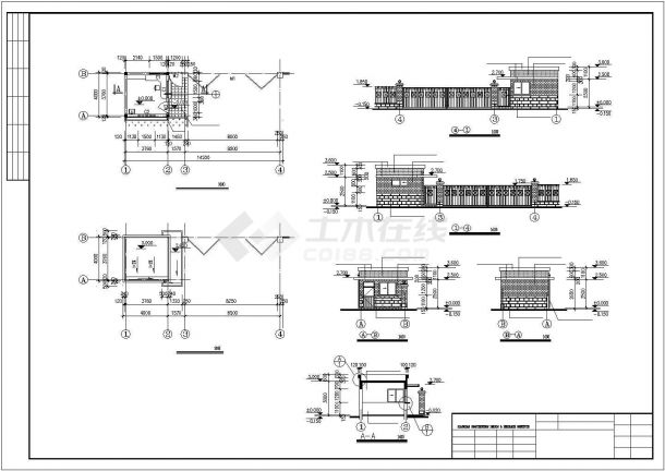 南京某工厂门卫室+油库+氮气室建筑设计CAD图纸-图一