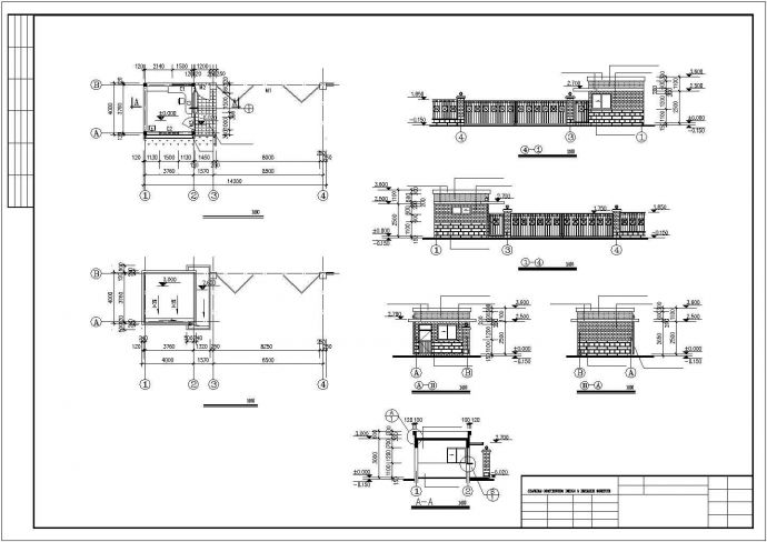 南京某工厂门卫室+油库+氮气室建筑设计CAD图纸_图1