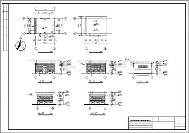 南京某工厂门卫室+油库+氮气室建筑设计CAD图纸-图二