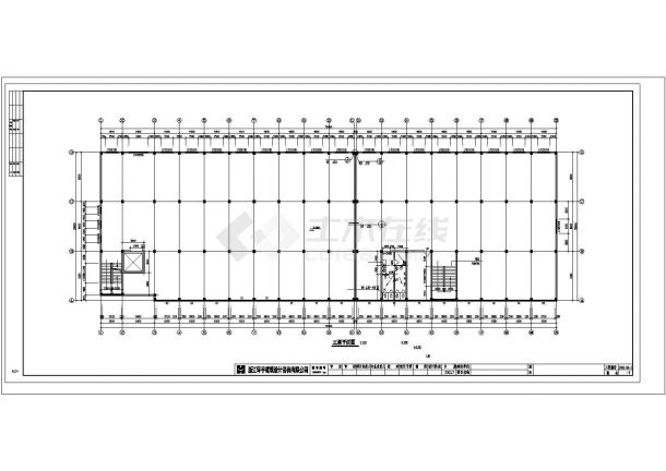 青岛某工厂1900平米3层框架结构综合楼建筑设计CAD图纸-图一