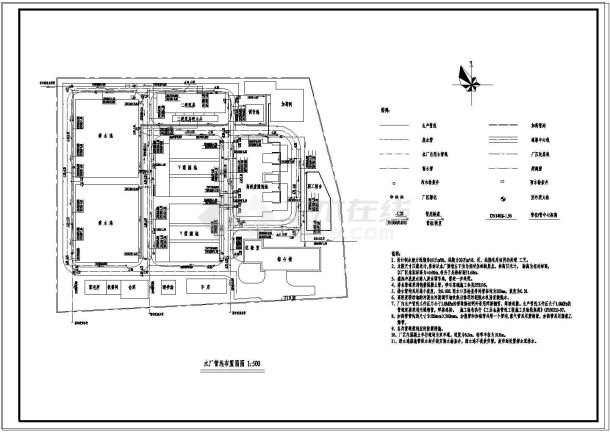 [江西]20万吨自来水厂工艺cad图纸设计（附58页设计方案）-图一