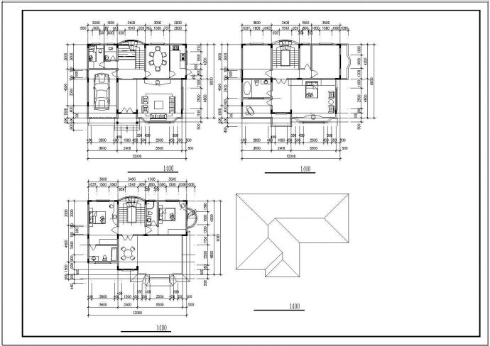 单家独院式多层别墅建筑设计cad图_图1