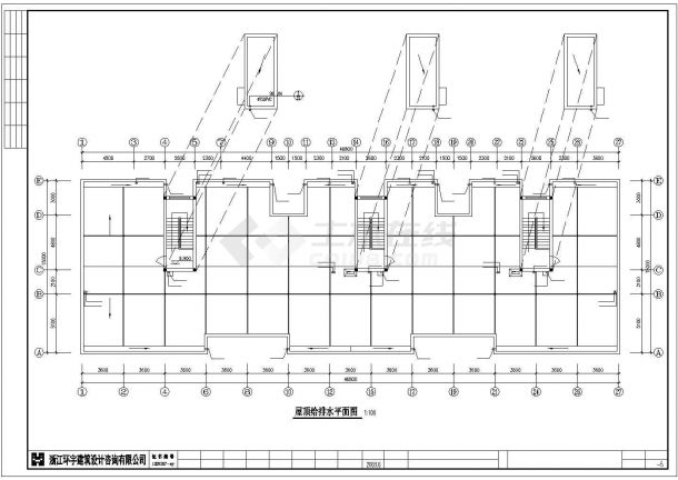 办公楼设计_绍兴某公司2000平米3层砖混办公楼给排水系统设计CAD图纸-图一