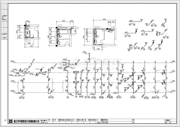 办公楼设计_绍兴某公司2000平米3层砖混办公楼给排水系统设计CAD图纸-图二