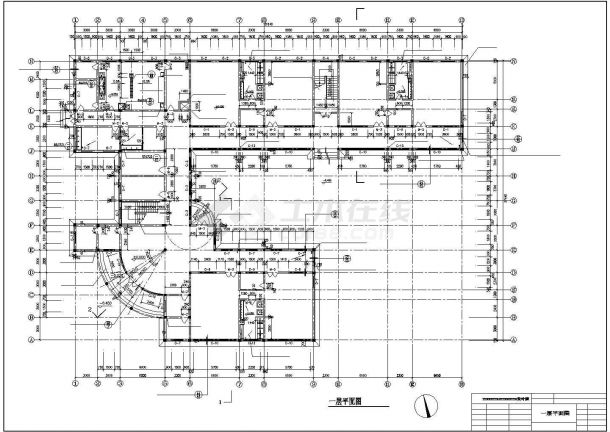 河北省城镇幼儿园三层教学楼施工建筑cad图，共9张-图二