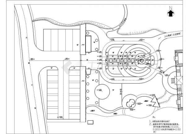 某城市园林休闲公园景观绿化规划设计cad总平面施工图（标注详细）-图一