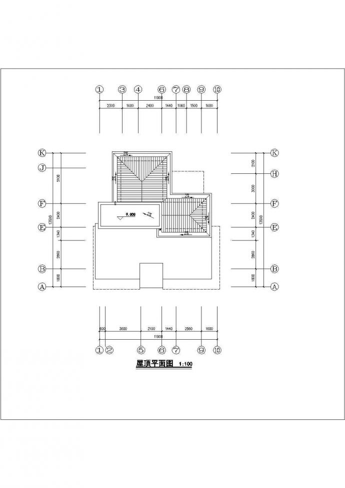 两层半别墅建筑设计施工图（含2张效果图）_图1