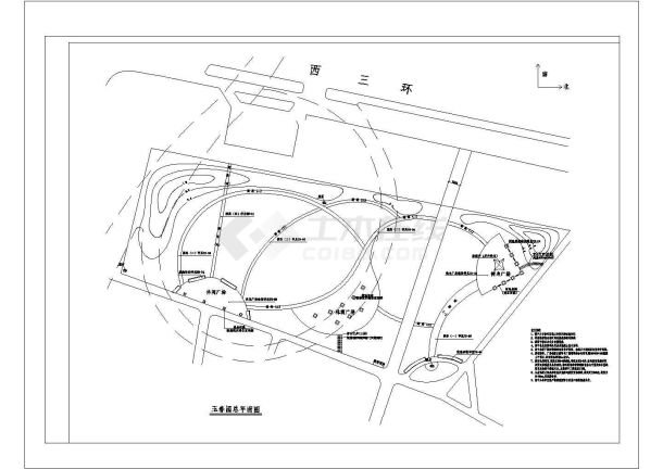 玉春园（休闲园林广场）景观绿化规划设计cad总平面施工图（含设计说明）-图二