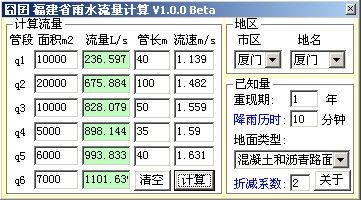 囧囝 福建省雨水流量计算 V1.0.0