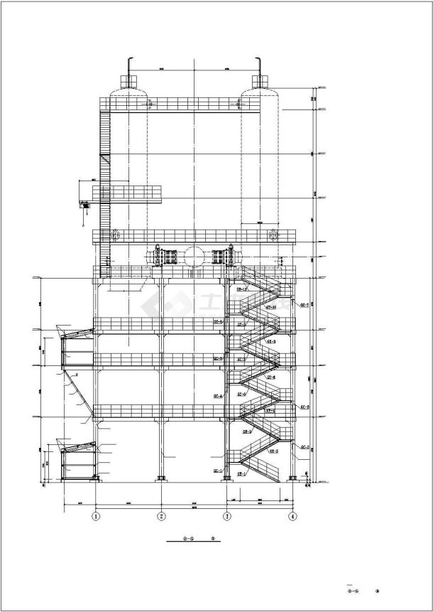 【最新】某多层刚框架上部结构设计方案CAD图纸-图二