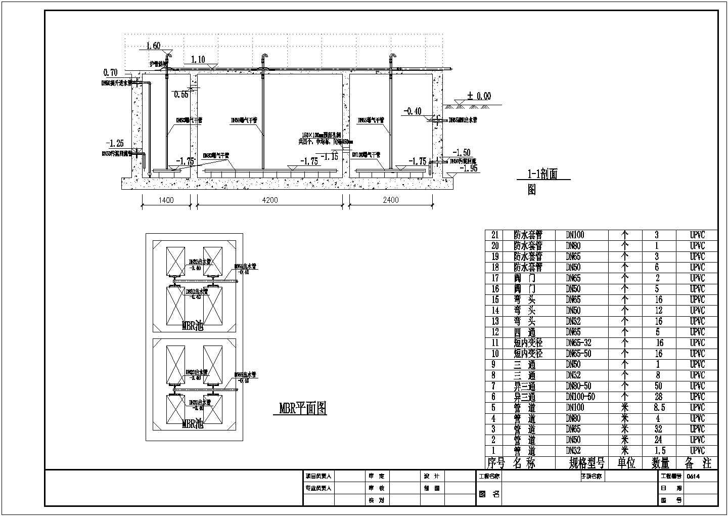 某县300T-d污水处理工艺设计详细方案CAD图纸