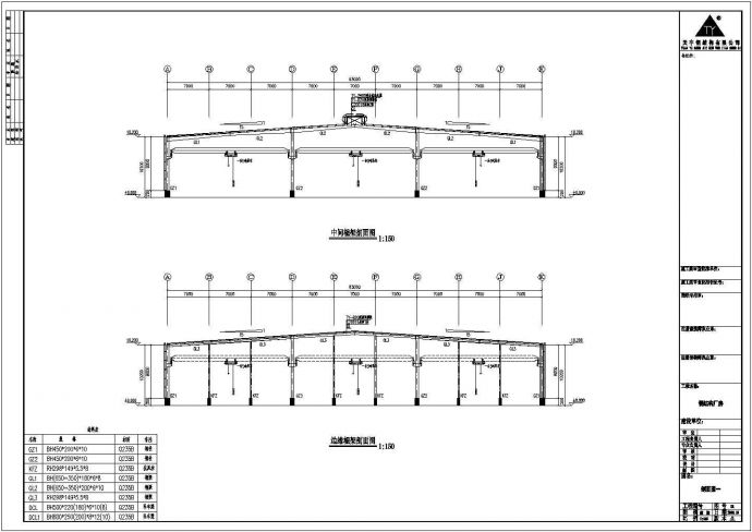 厂房设计_某城市公司厂房63米×180米钢结构建筑设全套施工图纸_图1