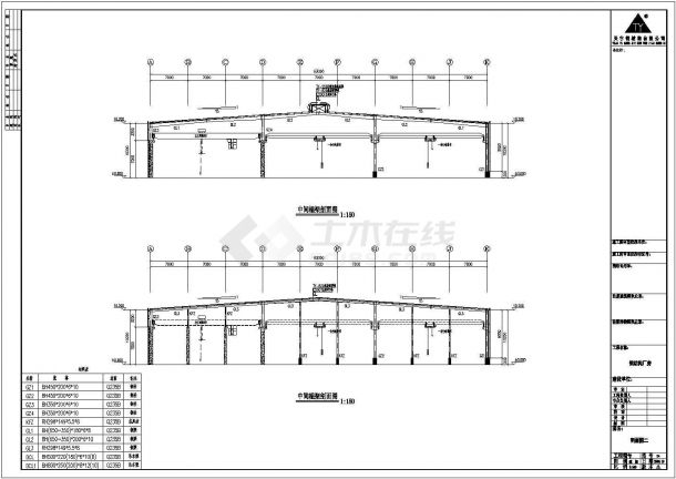 厂房设计_某城市公司厂房63米×180米钢结构建筑设全套施工图纸-图二