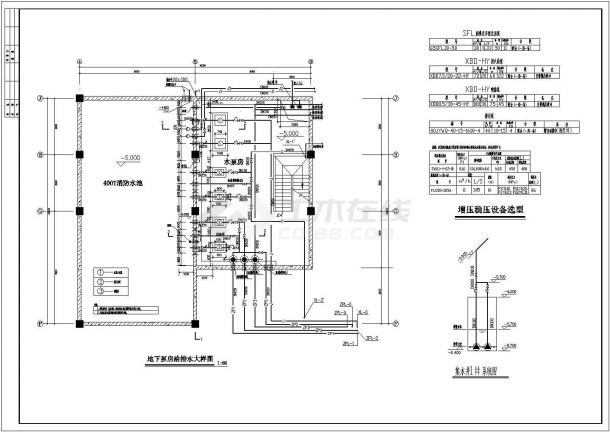 七层停车库给排水和消防系统全套设计CAD图纸-图二
