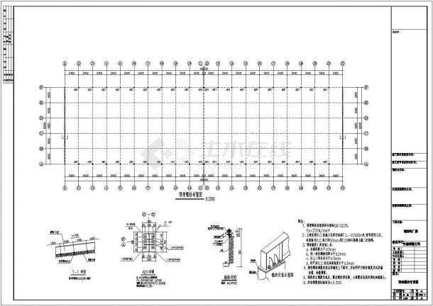 厂房设计_某城市公司厂房108米×30米钢结构建筑设全套施工图纸-图二