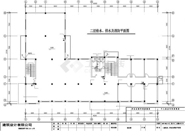 办公楼设计_西安某公司4层综合办公楼给排水全套设计CAD图纸-图二