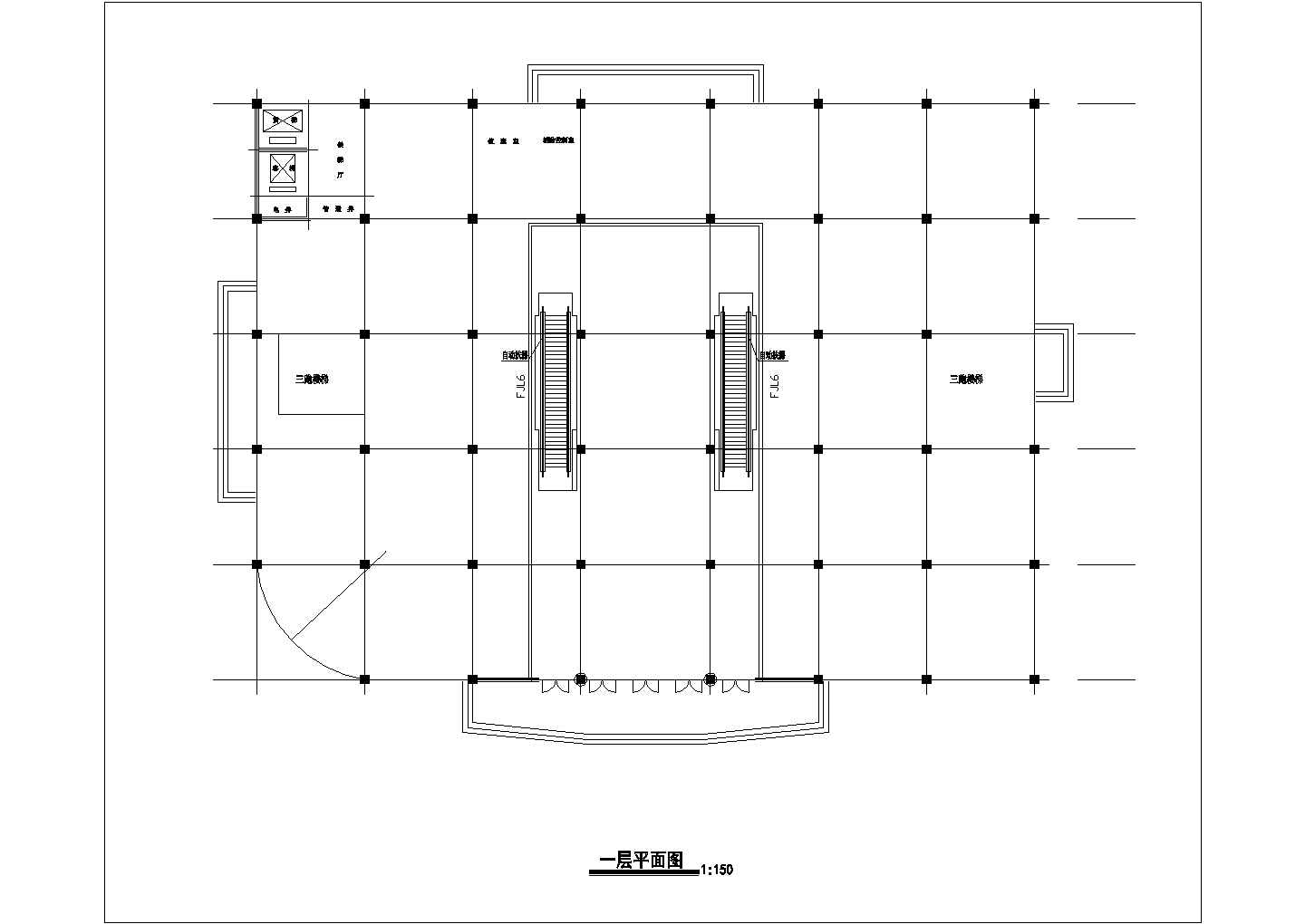 某框架结构四层商场设计cad建筑方案图纸
