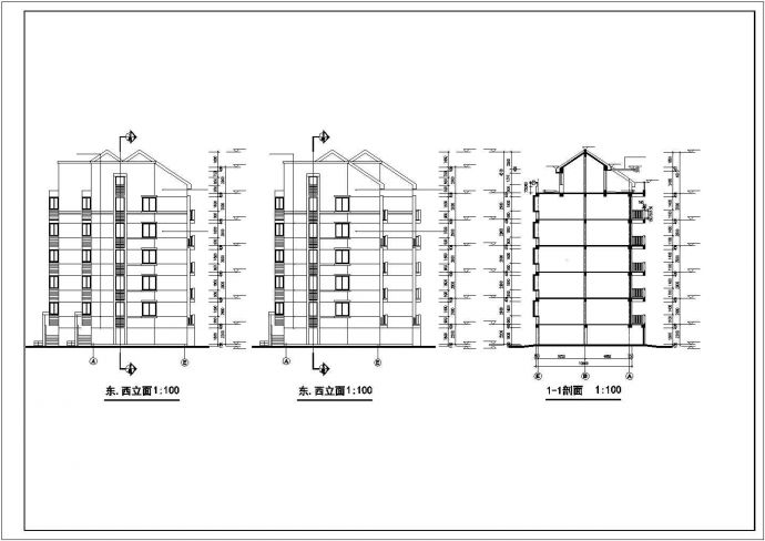 赣州市某小区4600平米6层砖混结构住宅楼平立剖面设计CAD图纸_图1
