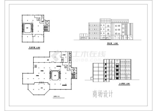 某多层框架结构商场设计cad建筑方案图纸-图一