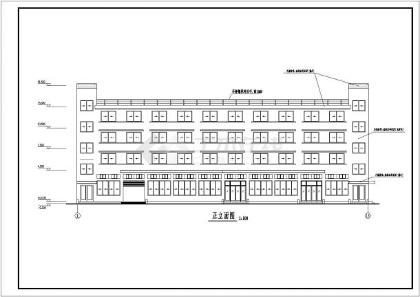 某工厂2200平米四层框混结构职工宿舍楼建筑设计CAD图纸（底层餐厅）-图二
