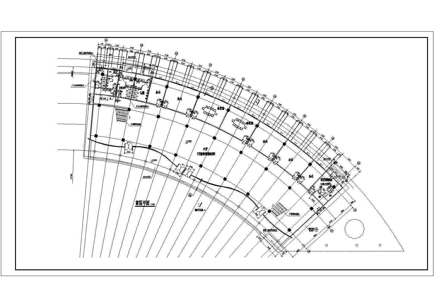 阜阳市某1400平米3层框架结构高档旅馆平立剖面设计CAD图纸