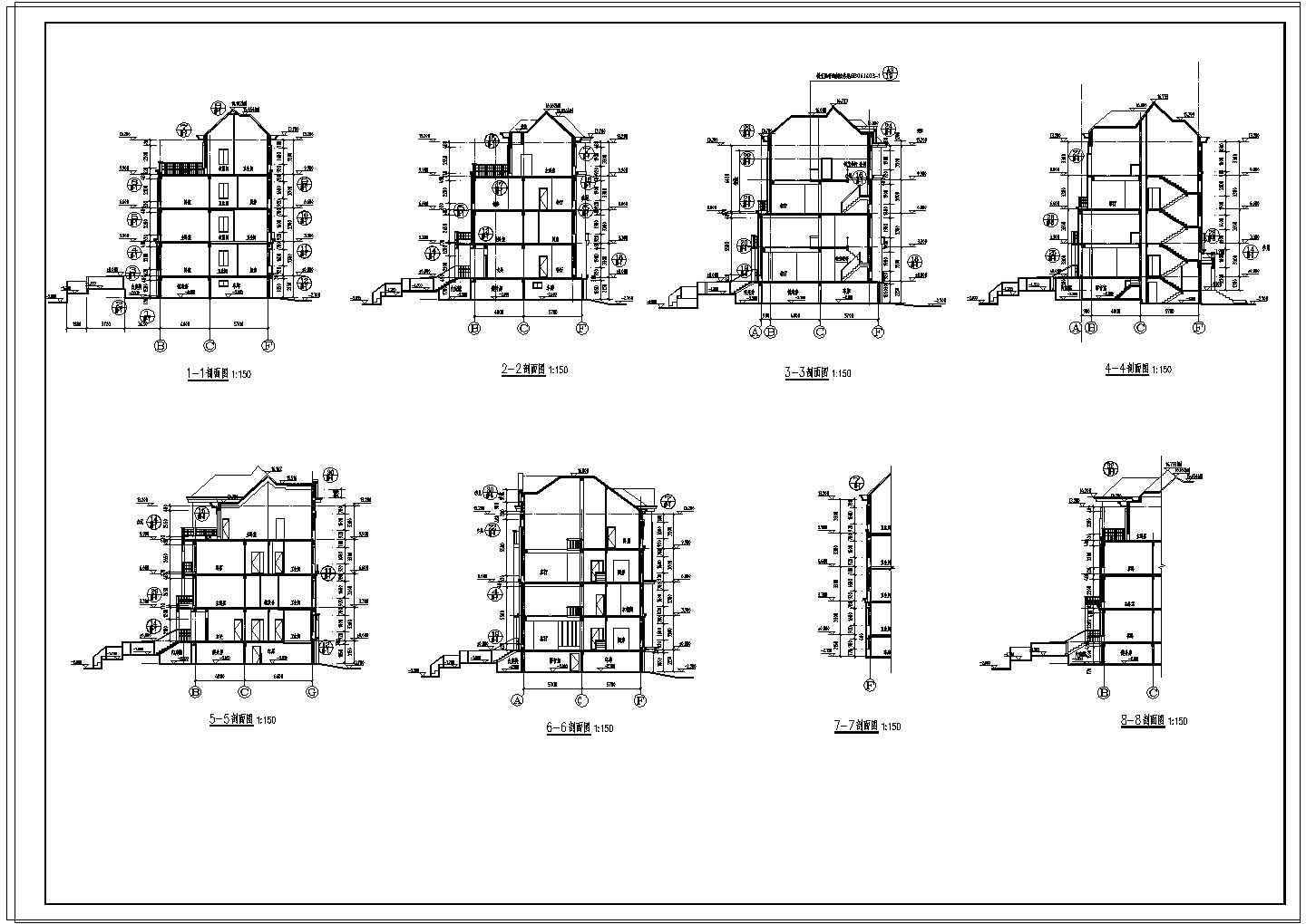 叠拼别墅建筑设计全套施工图
