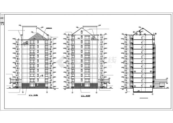 6800平米11层短肢剪力墙结构住宅楼全套建筑设计CAD图纸（带阁楼）-图一
