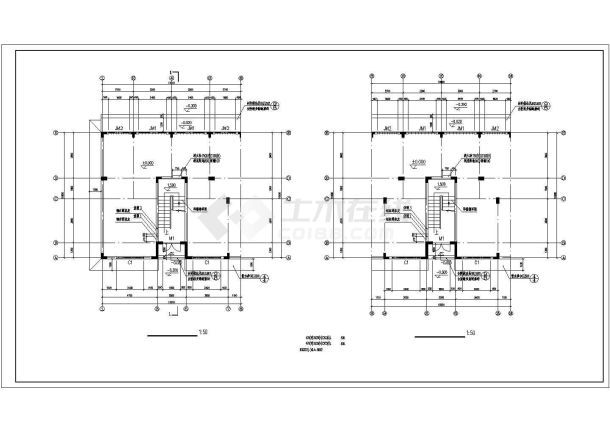 8800平米七层框混结构组合商住楼建筑设计CAD图纸（底层商场）-图一