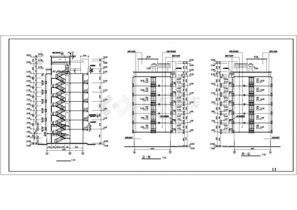 8800平米七层框混结构组合商住楼建筑设计CAD图纸（底层商场）-图二