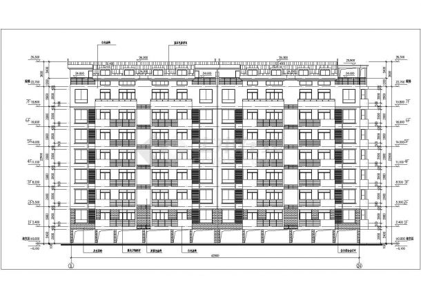 4100平米七层框架结构住宅楼建筑设计CAD图纸（含半地下室和阁楼）-图一