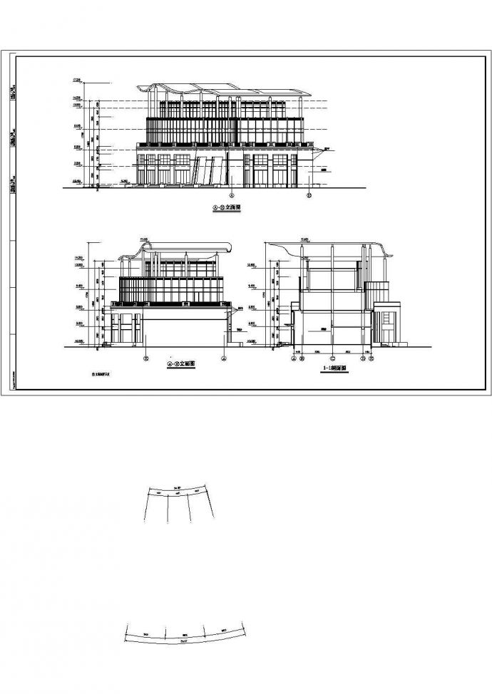 合肥市某商圈2200平米3层框混结构娱乐会所平立剖面设计CAD图纸_图1