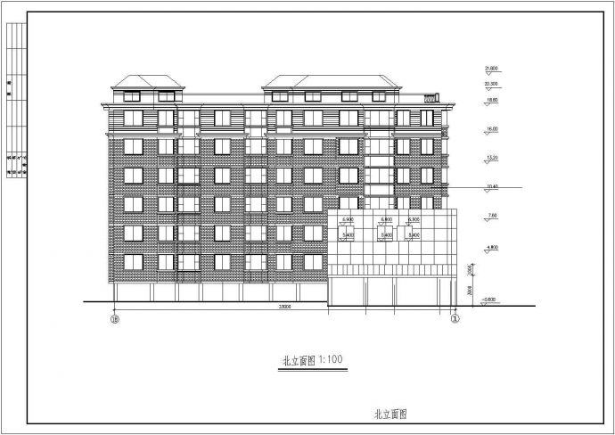 3500平米6层框混商住楼建筑设计CAD图纸（含阁楼和架空层/1-2层商用）_图1