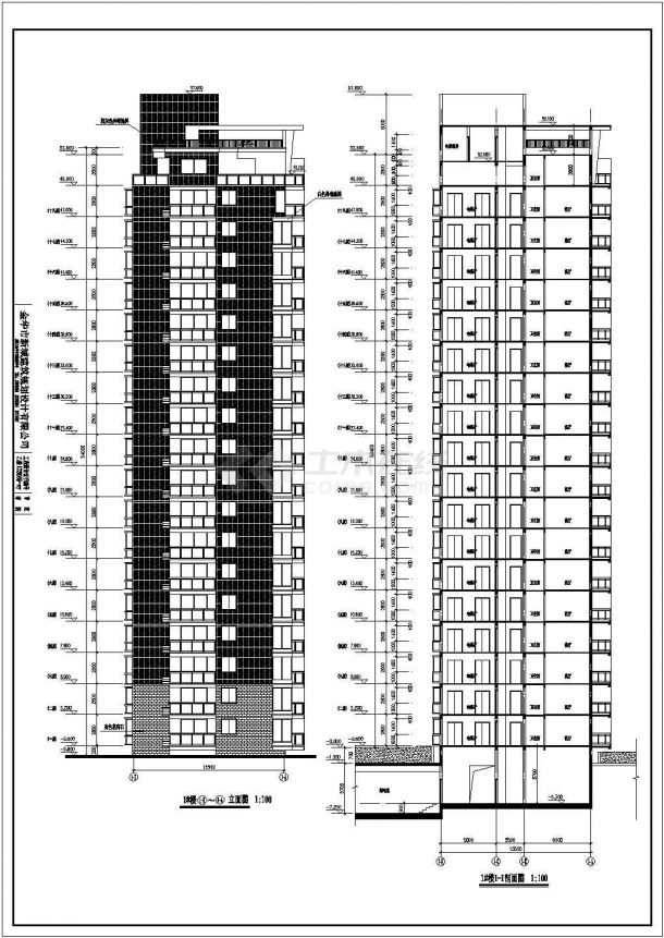 苏州姑苏区某小区1.7万平米18+1层框架结构住宅楼平立剖面设计CAD图纸-图一