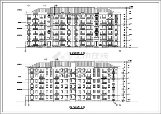 3000平米左右6层砖混结构住宅楼建筑设计CAD图纸（含半地下室层）-图一