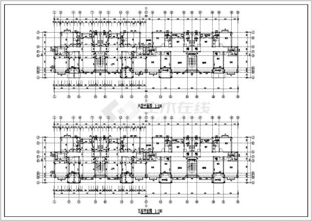 3000平米左右6层砖混结构住宅楼建筑设计CAD图纸（含半地下室层）-图二