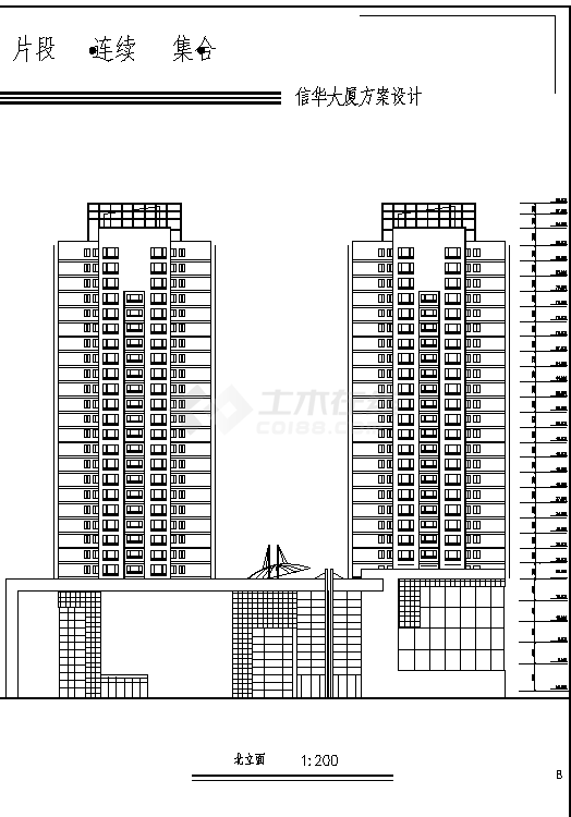 51615平米30层商业办公住宅大厦建筑设计施工cad图纸-图一
