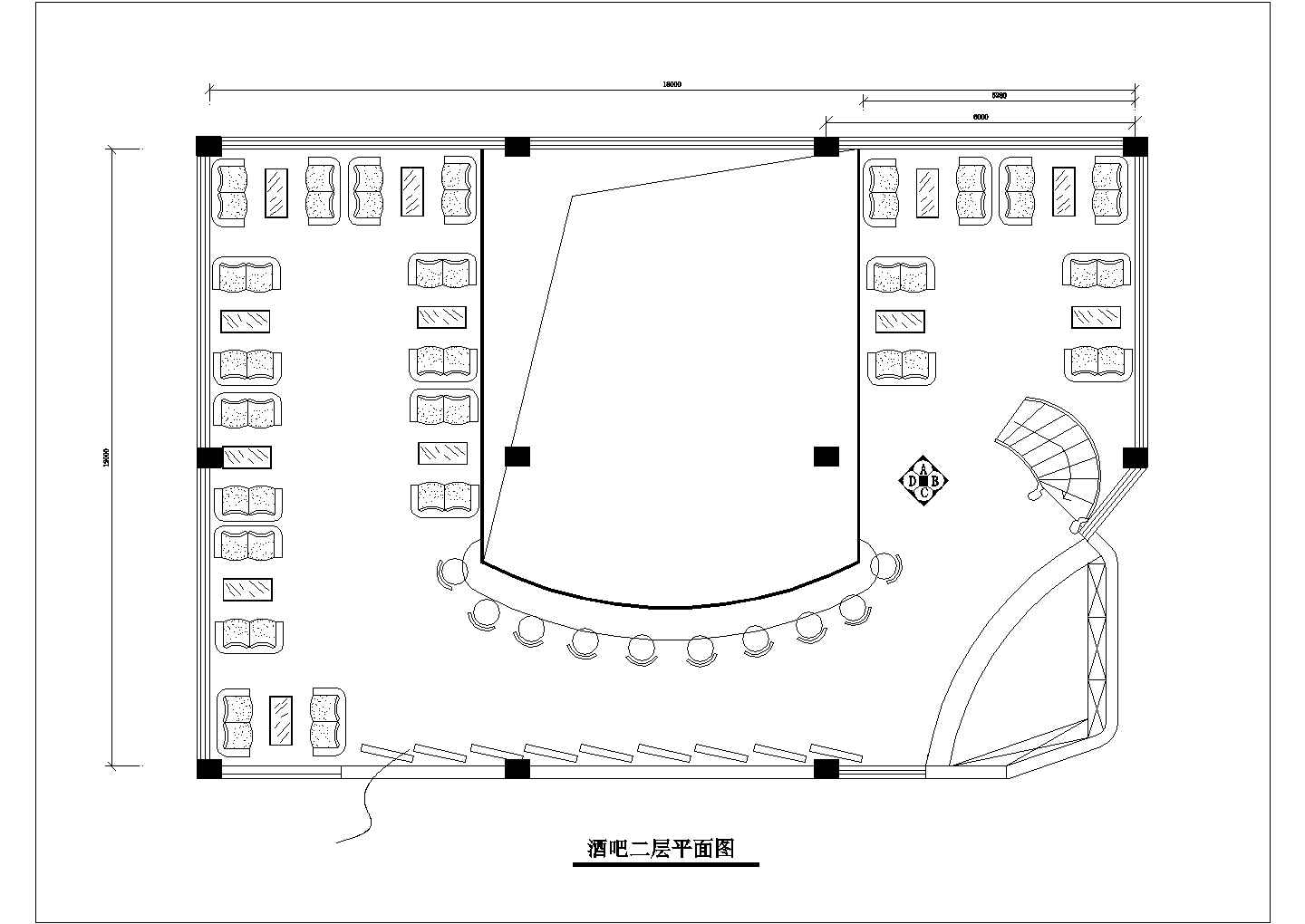 长沙市坡子街某1300平米2层商务酒店会所装修施工设计CAD图纸