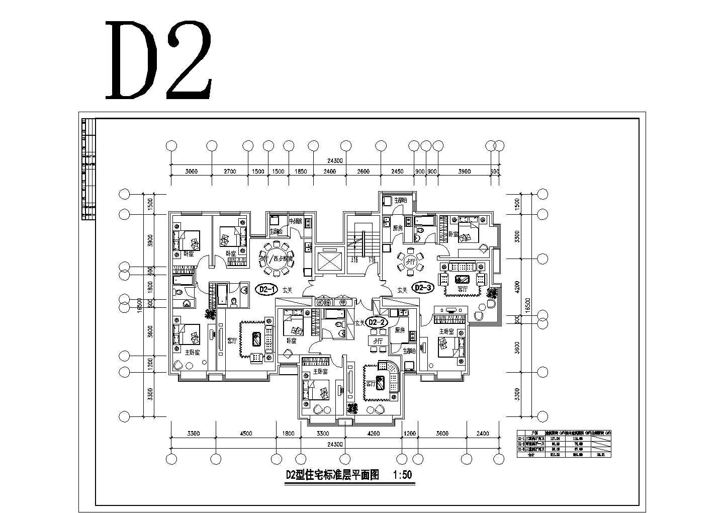 310平方米小高层带电梯一梯三户住宅户型设计cad图(含平面图)