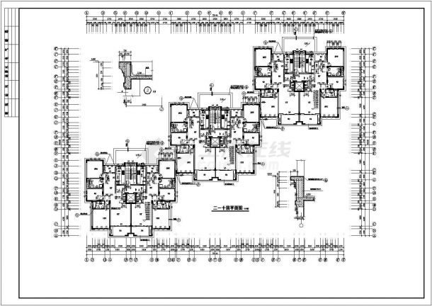 140平方米小高层一梯两户住宅户型设计cad图(含效果图)-图二