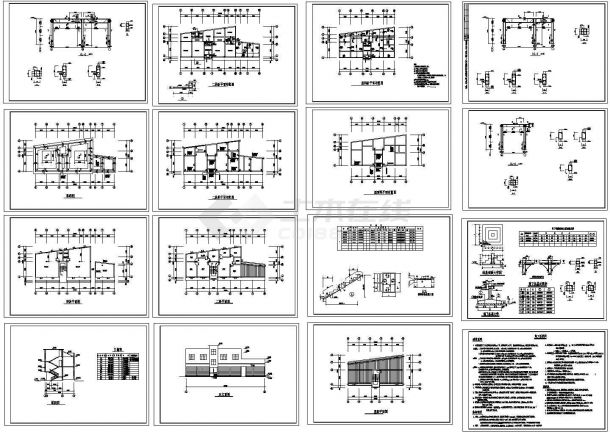 某二层框架结构商住楼设计cad全套结构施工图（含设计说明，含建筑设计，16张图）-图二